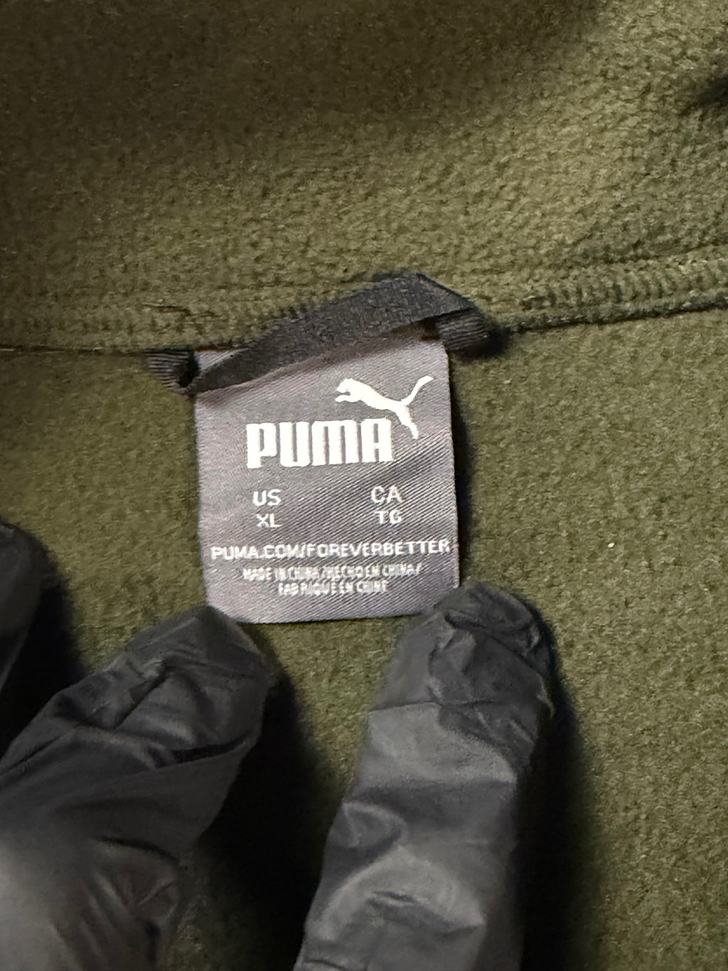 Puma Olive Green Full-Zip Fleece Jacket XL
