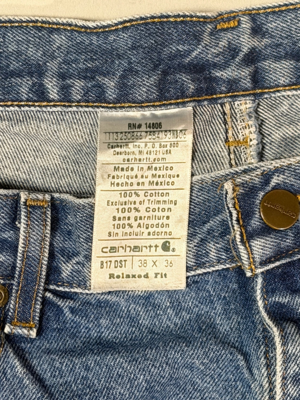 Carhartt B17 Blue Relaxed Fit Jeans 38x30