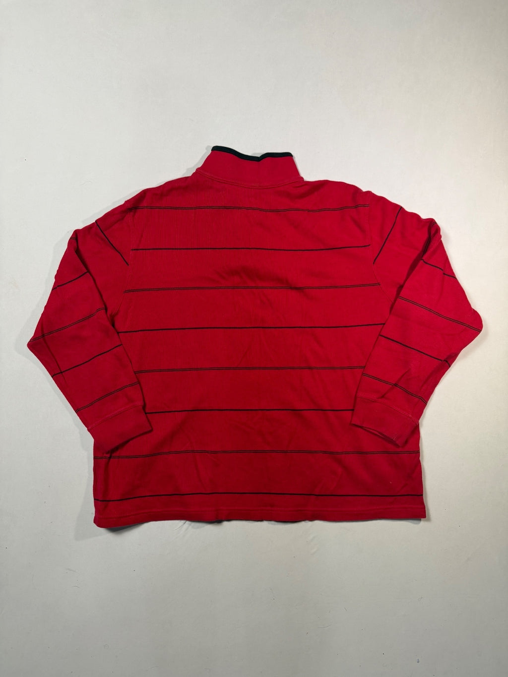 Faded Glory Red Striped Quarter-Zip Pullover Size 2XL