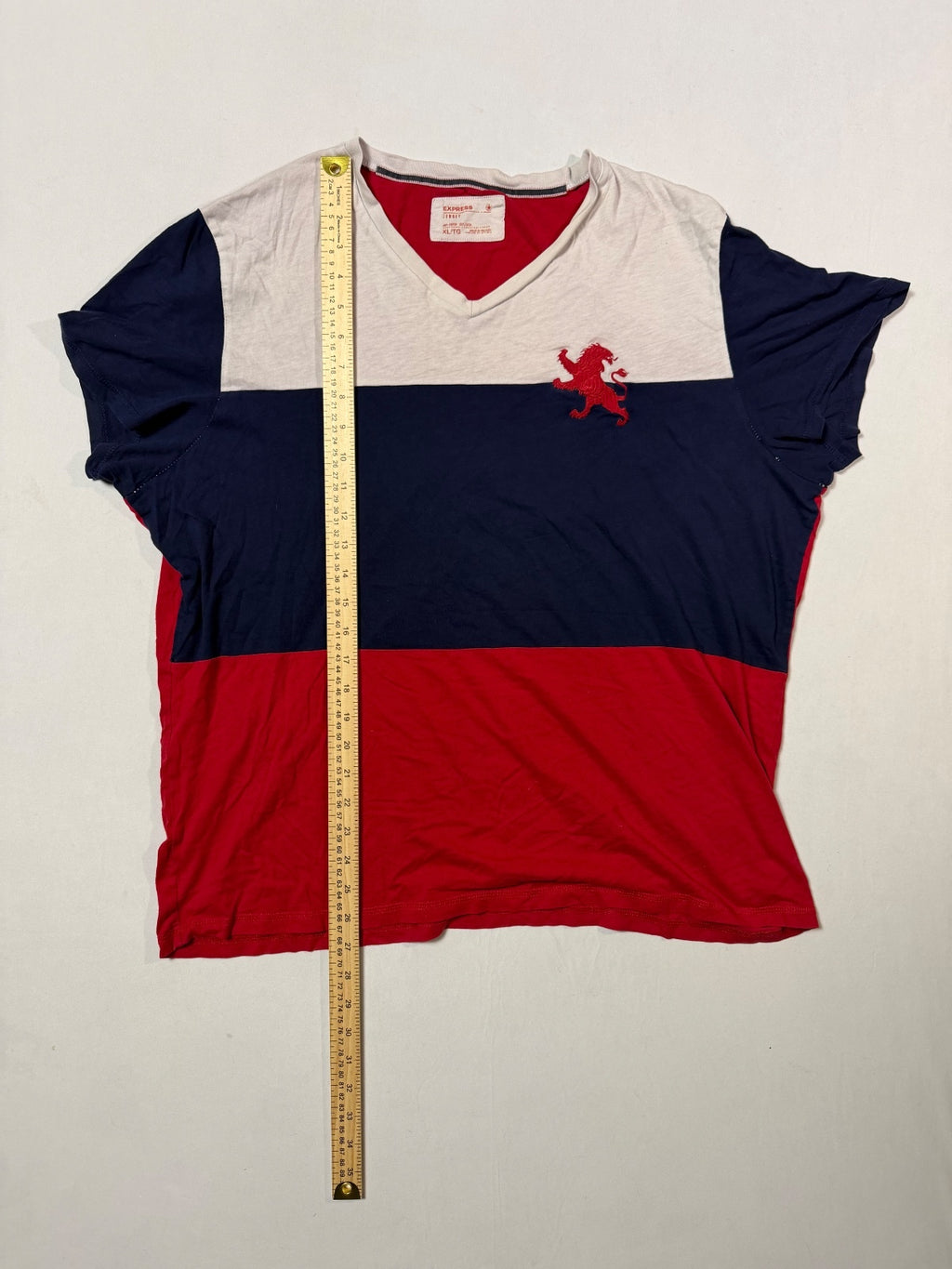 Express Colorblock Lion V-Neck T-Shirt Size XL