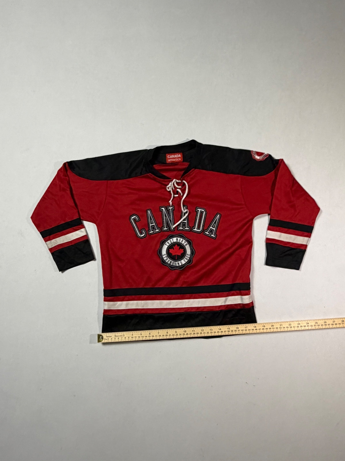 Canada Athletics Red Lace-Up Hockey Jersey L