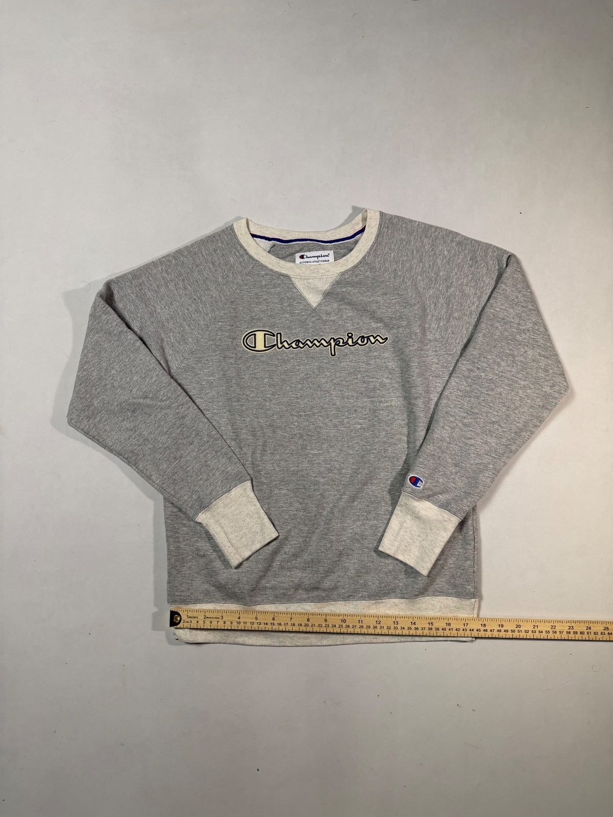 Champion Gray Script Logo Crewneck Sweatshirt Size M
