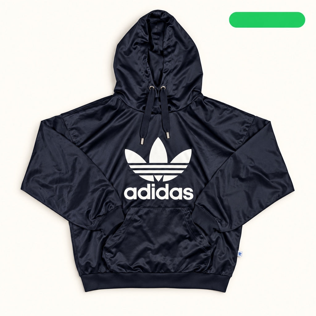Adidas Originals Black Satin Trefoil Hoodie XS