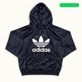 Adidas Originals Black Satin Trefoil Hoodie XS