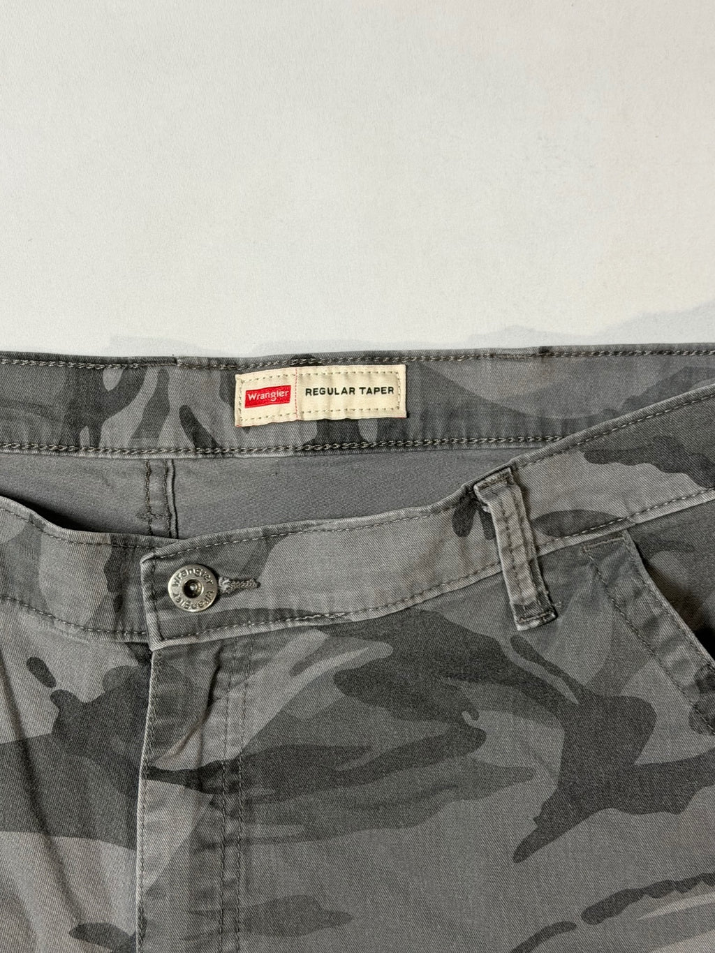 Wrangler Gray Camo Regular Taper Cargo Pants 38x30