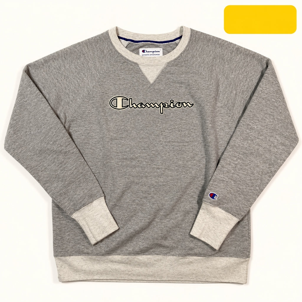 Champion Gray Script Logo Crewneck Sweatshirt Size M