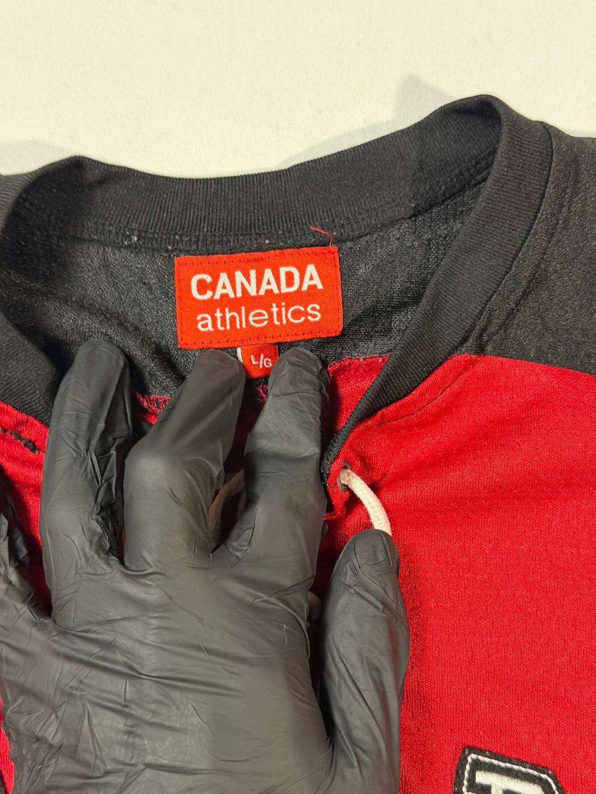 Canada Athletics Red Lace-Up Hockey Jersey L