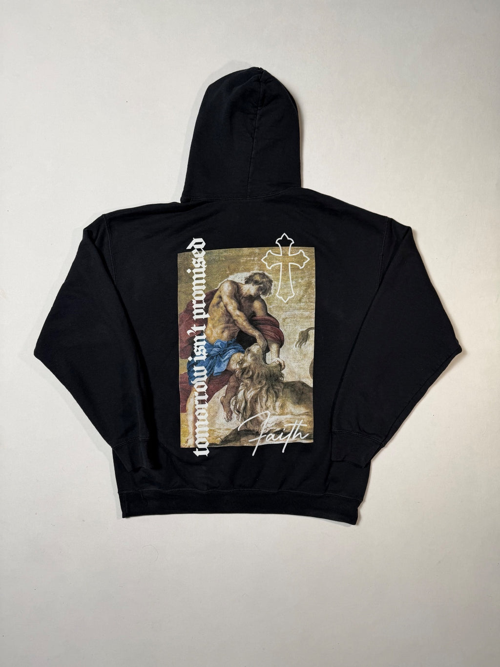 Popular Poison Black Faith Graphic Hoodie Size L