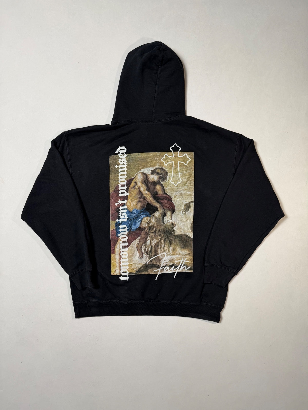 Popular Poison Black Faith Graphic Hoodie Size L