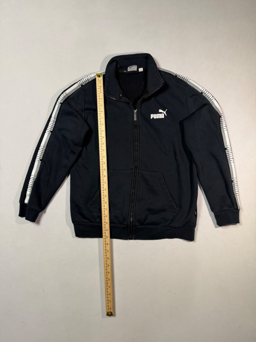 Puma Black Logo Tape Full Zip Track Jacket Size M