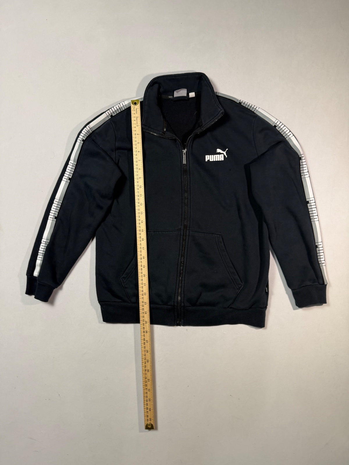 Puma Black Logo Tape Full Zip Track Jacket Size M