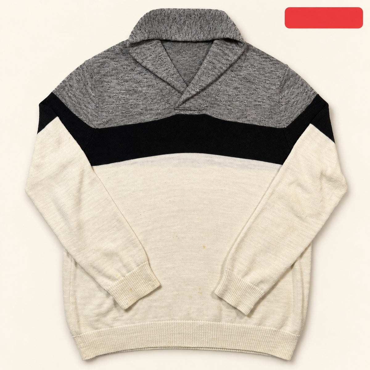Express White Gray Colorblock Shawl Collar Sweater