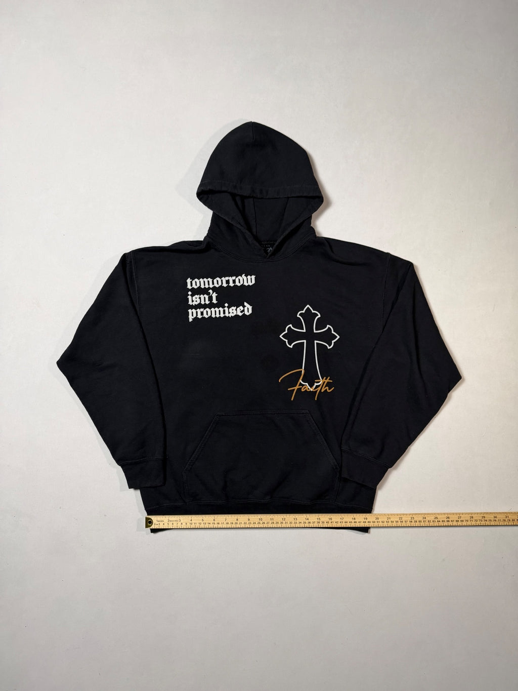 Popular Poison Black Faith Graphic Hoodie Size L