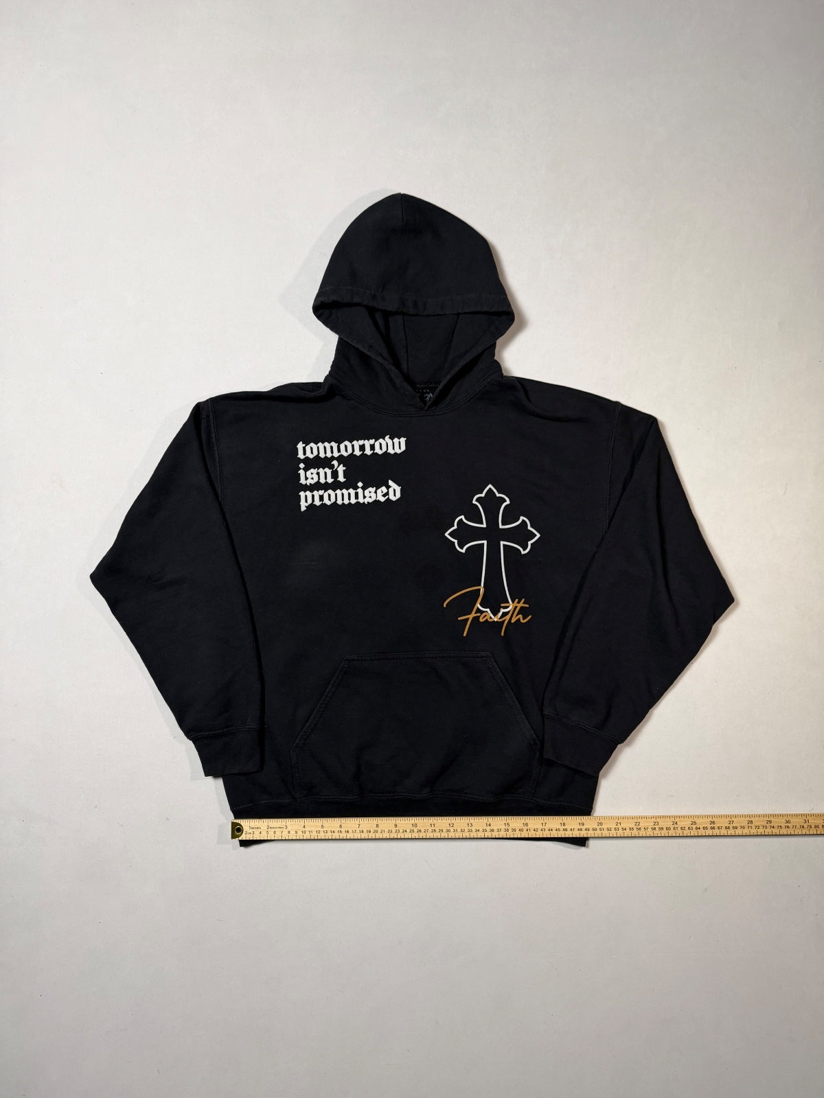 Popular Poison Black Faith Graphic Hoodie Size L