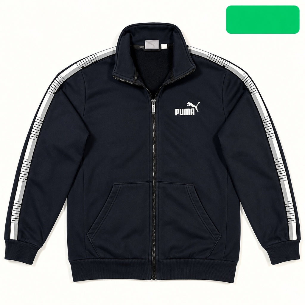 Puma Black Logo Tape Full Zip Track Jacket Size M