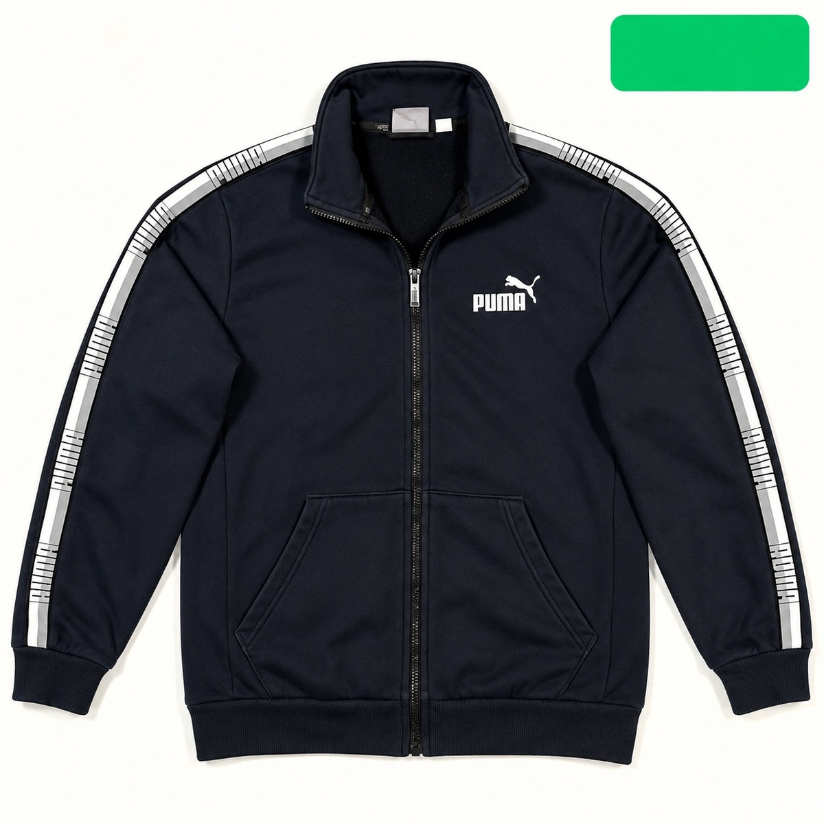 Puma Black Logo Tape Full Zip Track Jacket Size M