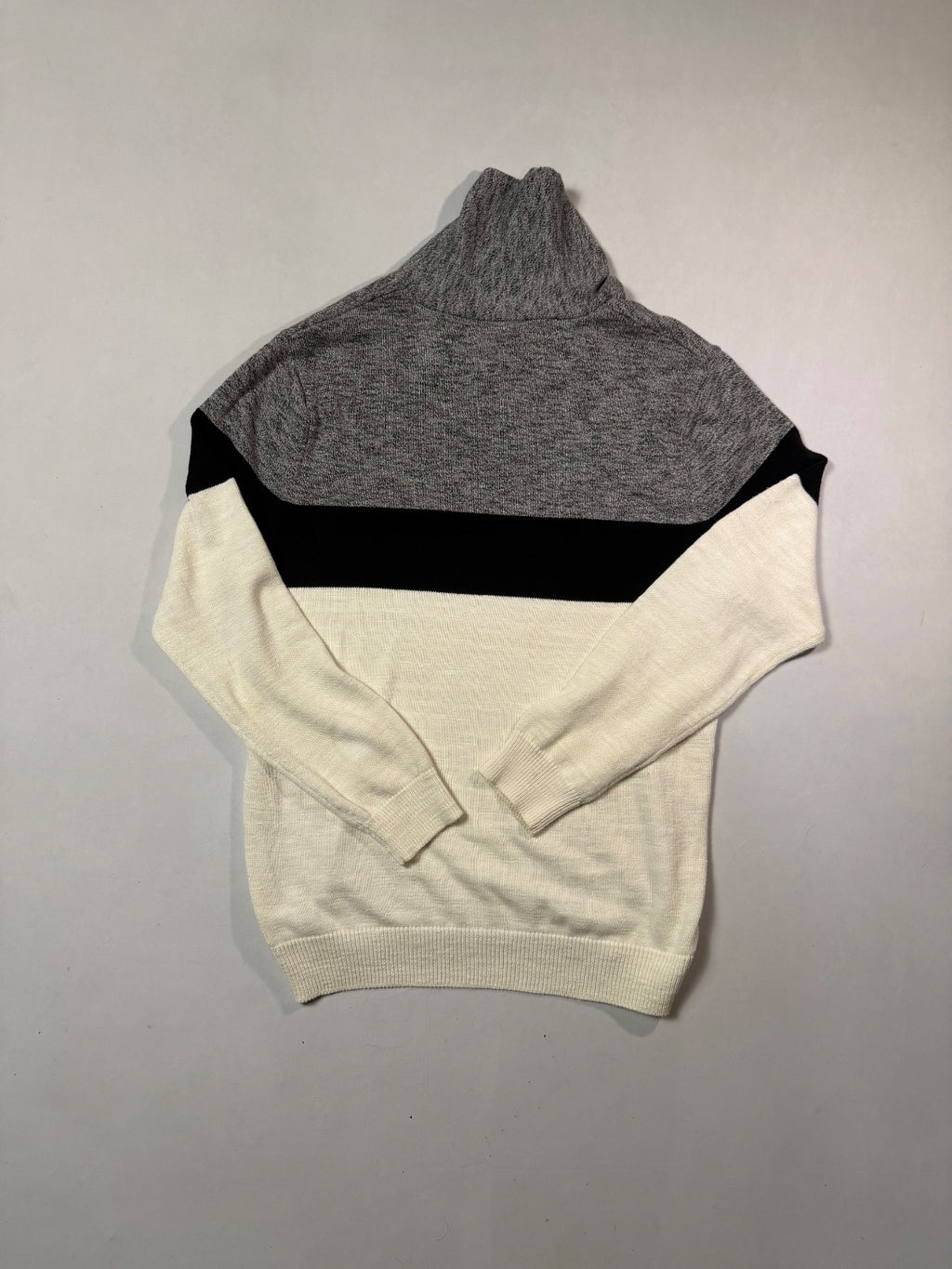 Express White Gray Colorblock Shawl Collar Sweater