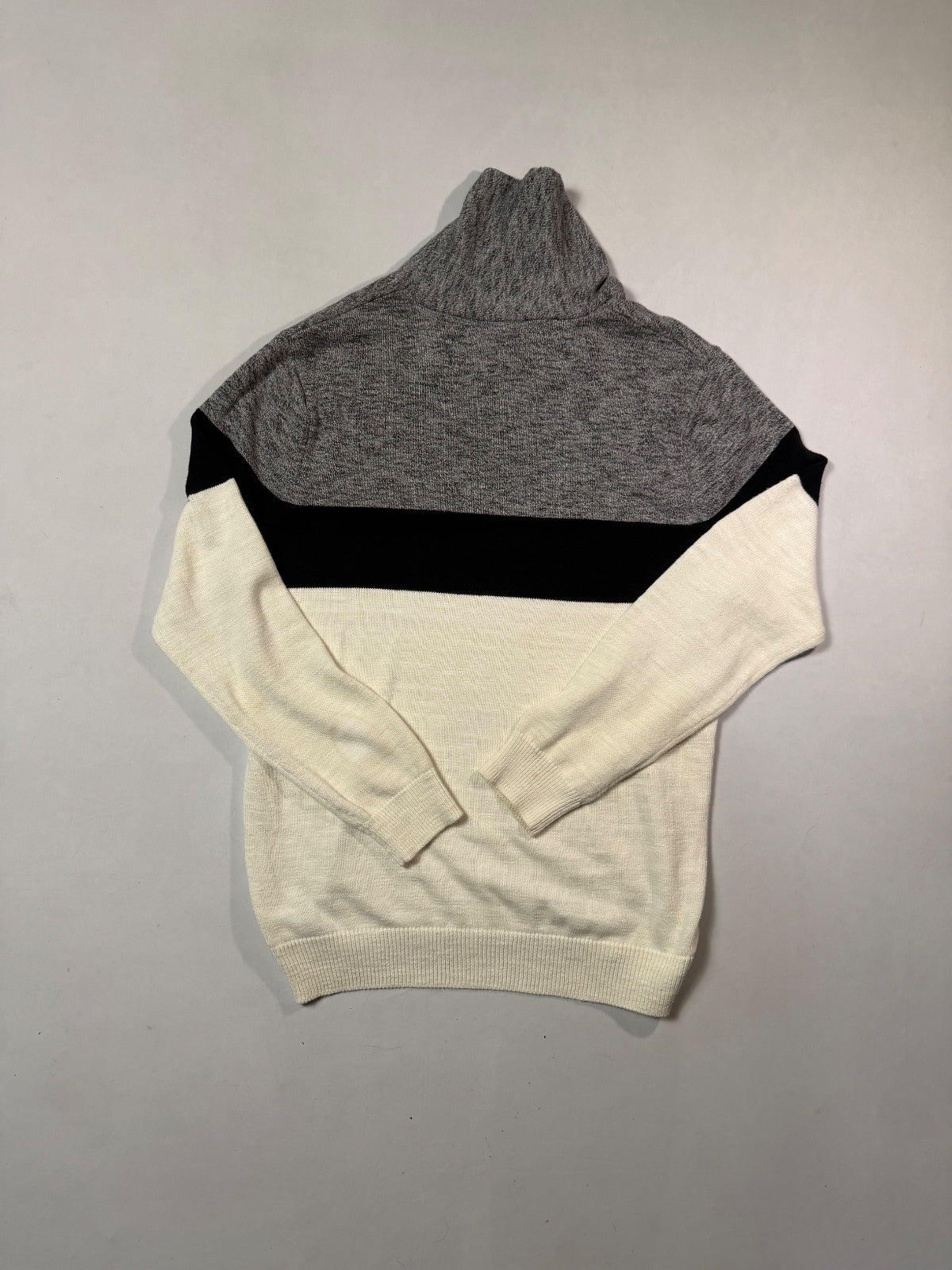 Express White Gray Colorblock Shawl Collar Sweater