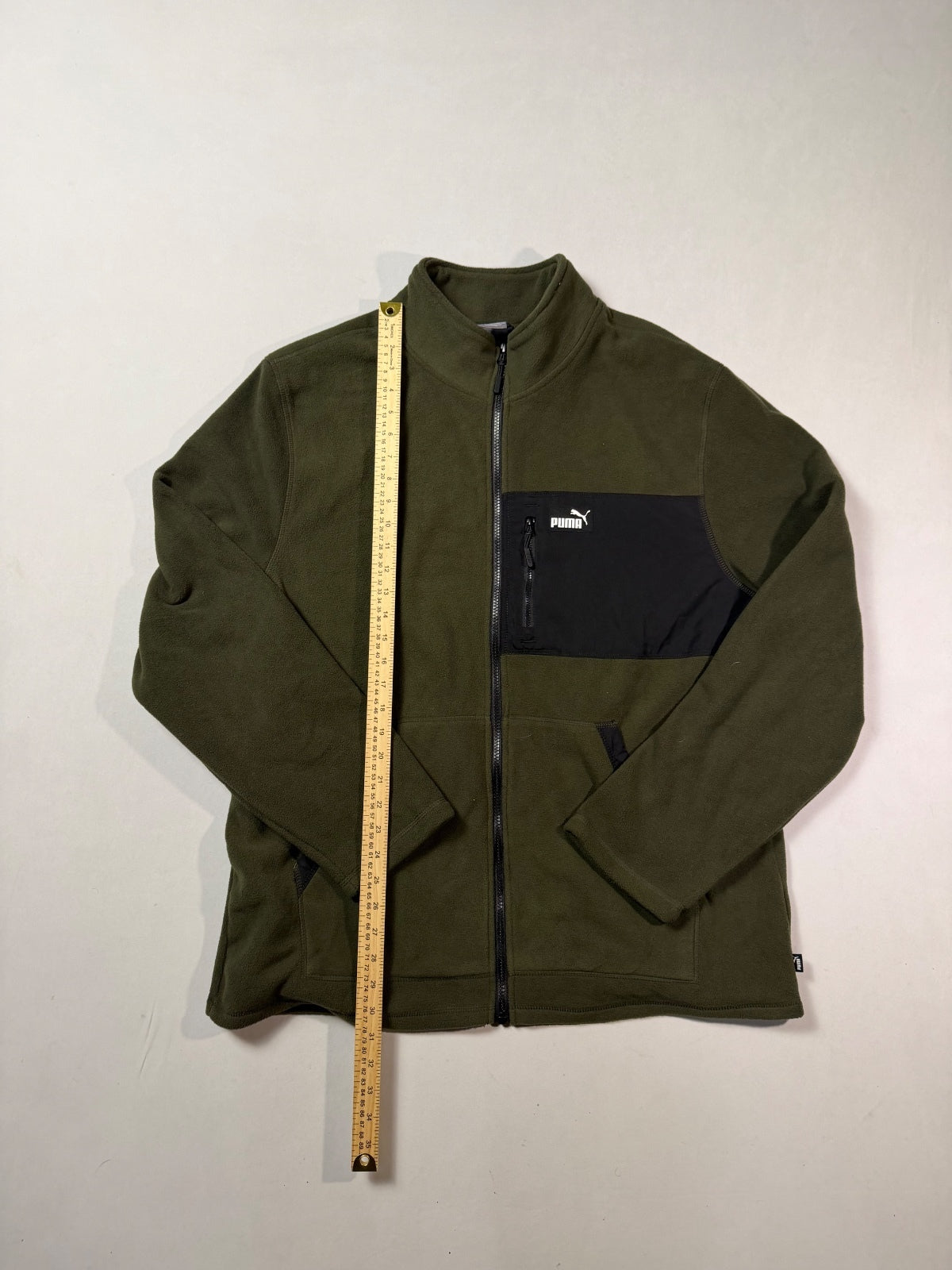Puma Olive Green Full-Zip Fleece Jacket XL
