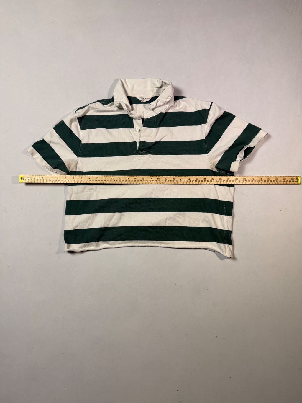 J. Crew Green & White Striped Rugby Polo XL