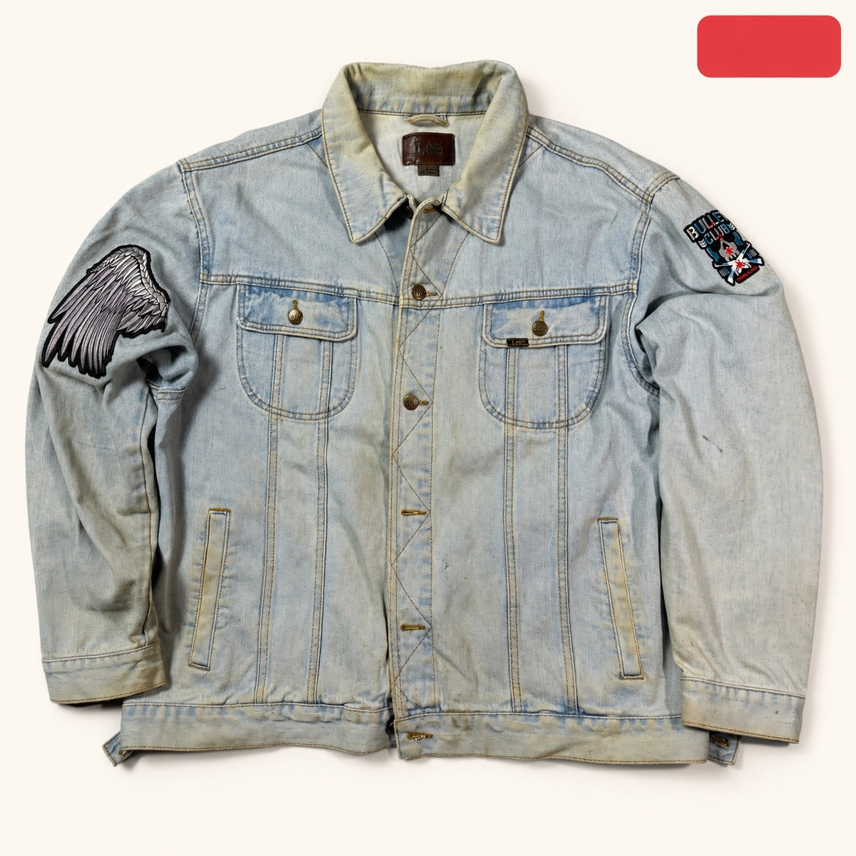 Lee Light Wash Patched Denim Jacket XXL