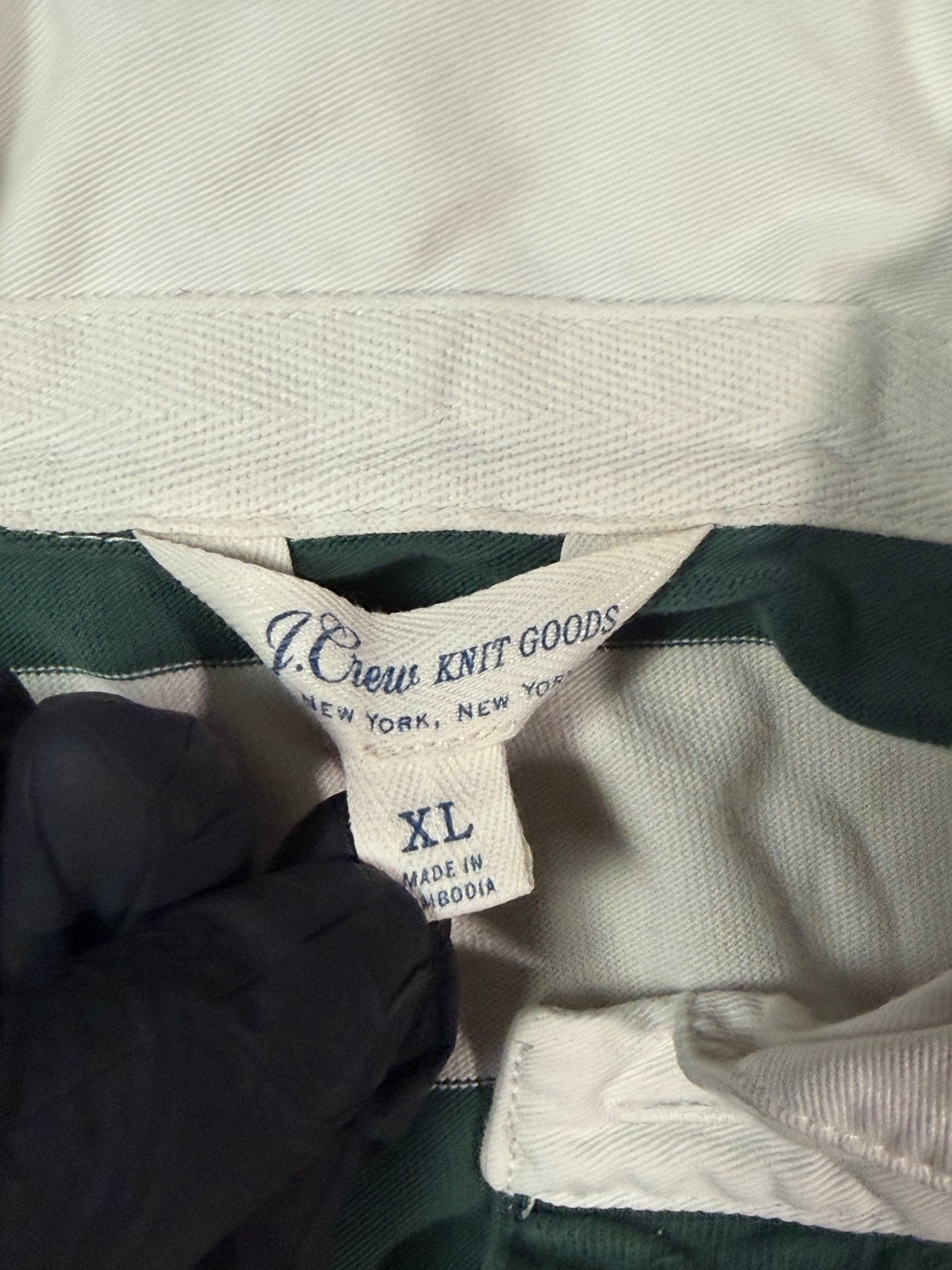 J. Crew Green & White Striped Rugby Polo XL