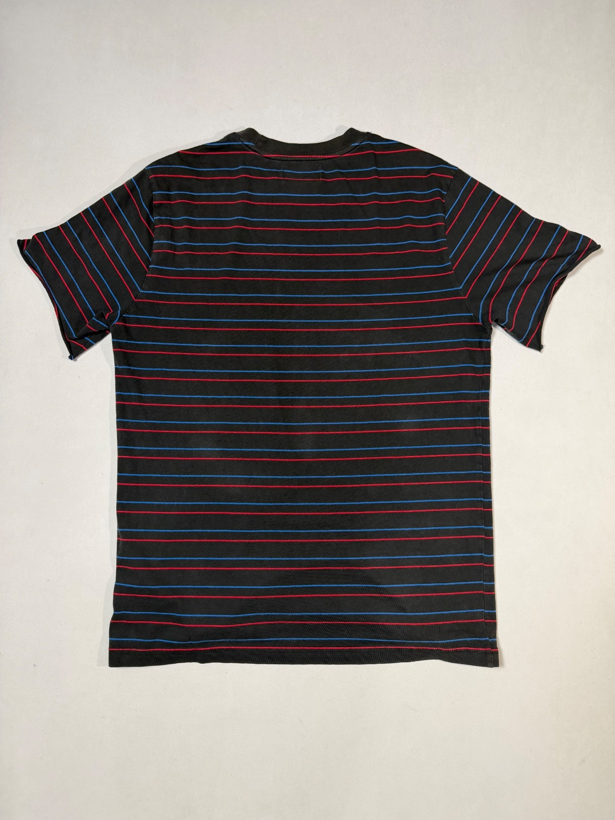 Vintage Palace Black Red Blue Stripe T-Shirt Size L