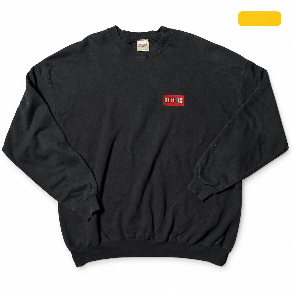Vintage Netflix Embroidered Logo Black Sweatshirt 3XL