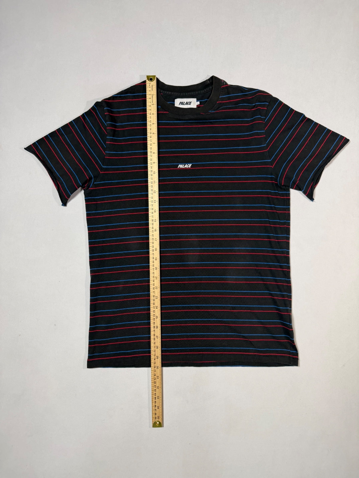 Vintage Palace Black Red Blue Stripe T-Shirt Size L