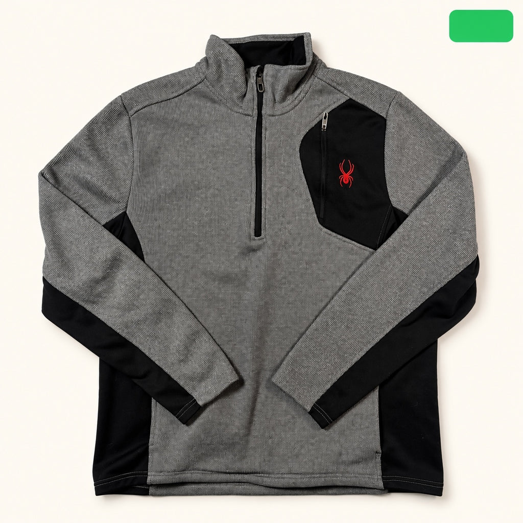 Spyder Gray Black 1/4-Zip Fleece Pullover XL