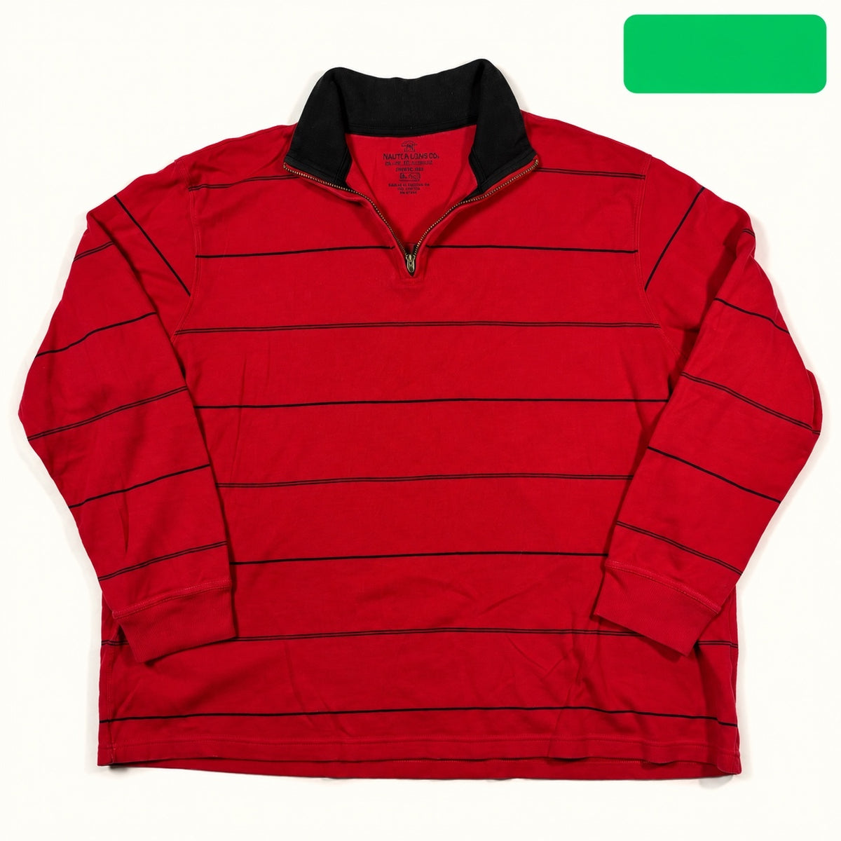 Faded Glory Red Striped Quarter-Zip Pullover Size 2XL