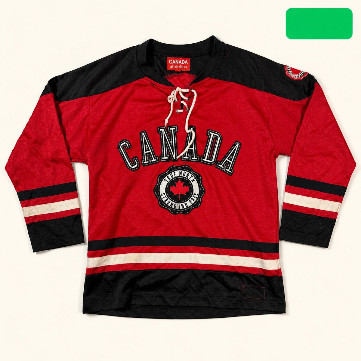 Canada Athletics Red Lace-Up Hockey Jersey L