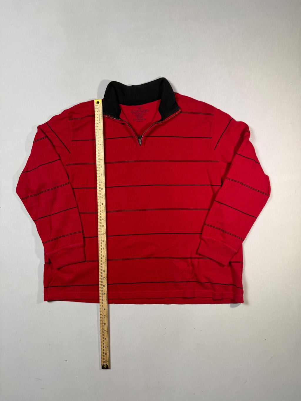 Faded Glory Red Striped Quarter-Zip Pullover Size 2XL