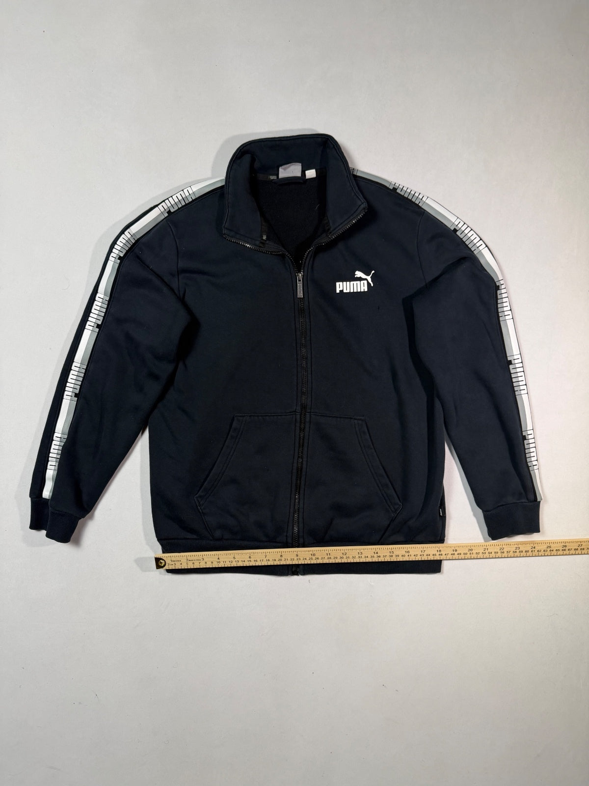 Puma Black Logo Tape Full Zip Track Jacket Size M