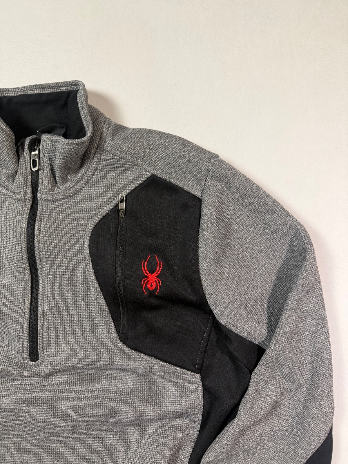 Spyder Gray Black 1/4-Zip Fleece Pullover XL