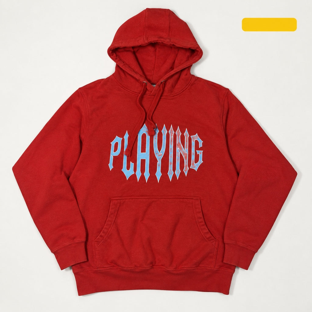 Y2K Style Cotton Heritage Red Graphic Hoodie Size S