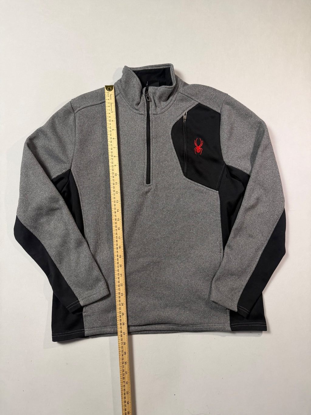 Spyder Gray Black 1/4-Zip Fleece Pullover XL