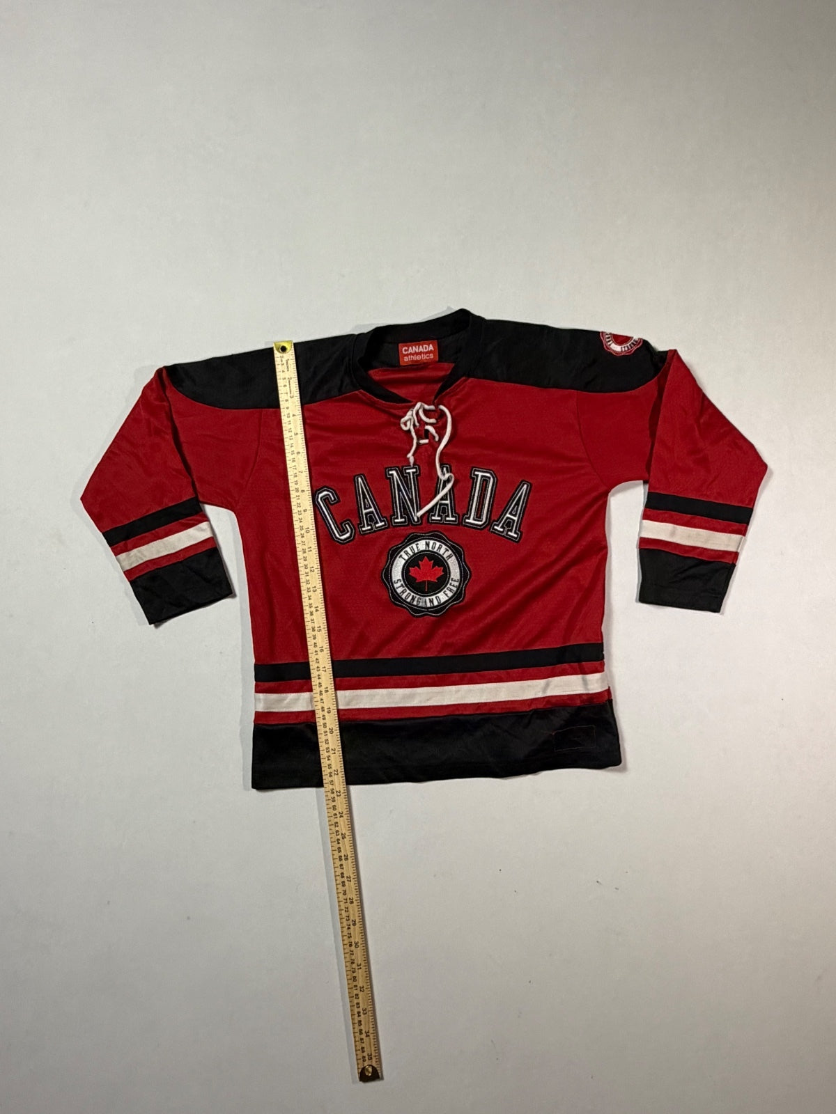 Canada Athletics Red Lace-Up Hockey Jersey L