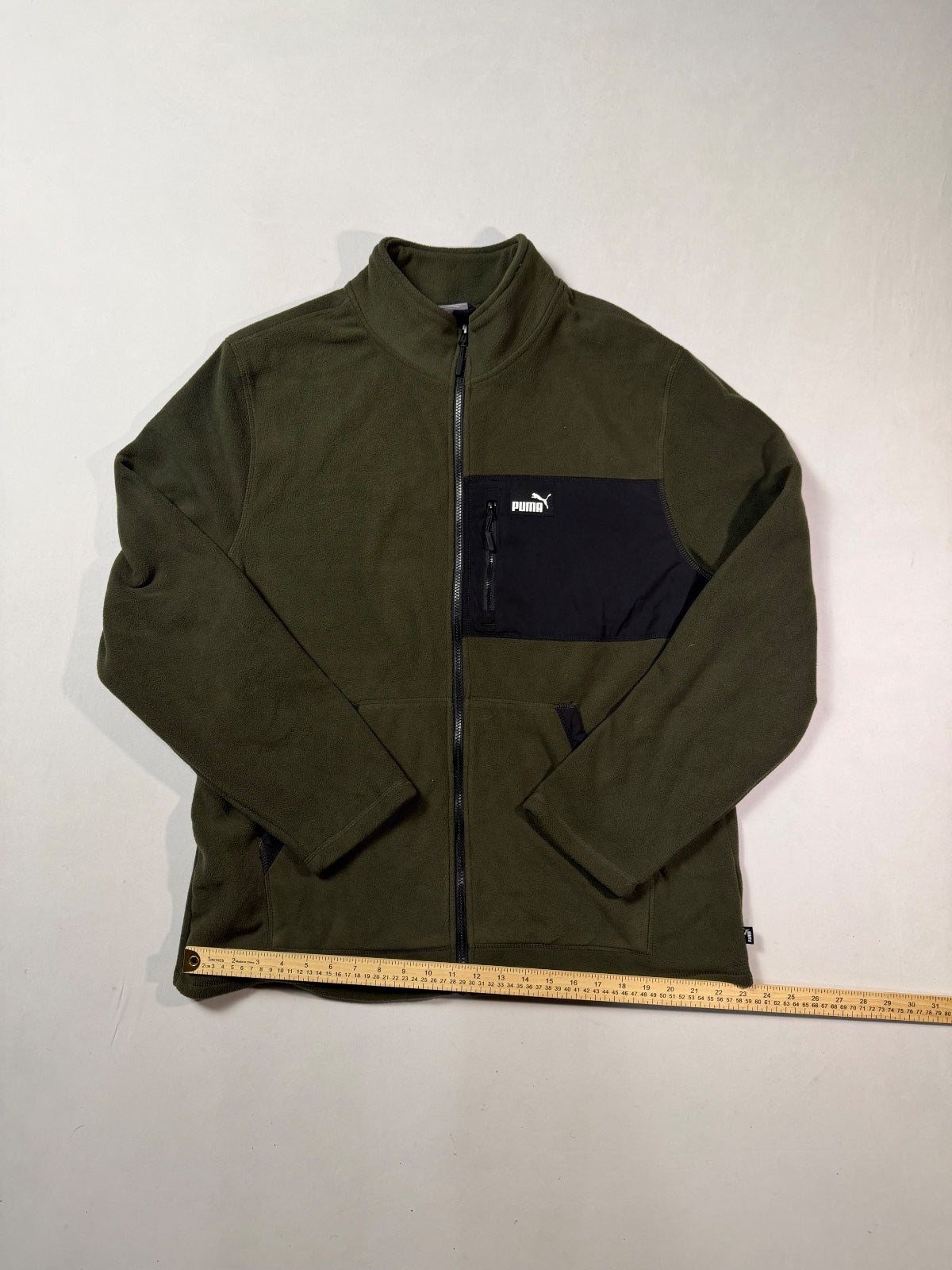 Puma Olive Green Full-Zip Fleece Jacket XL