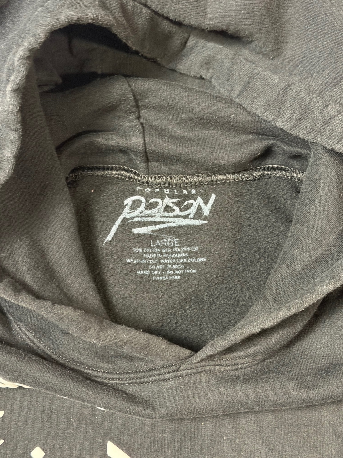 Popular Poison Black Faith Graphic Hoodie Size L