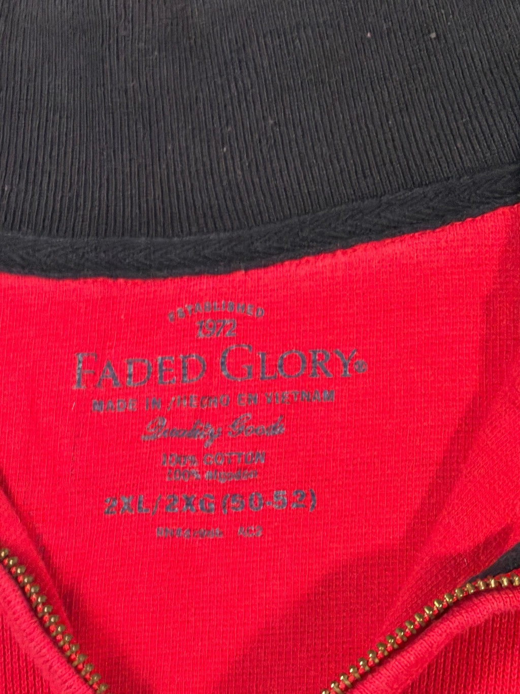 Faded Glory Red Striped Quarter-Zip Pullover Size 2XL