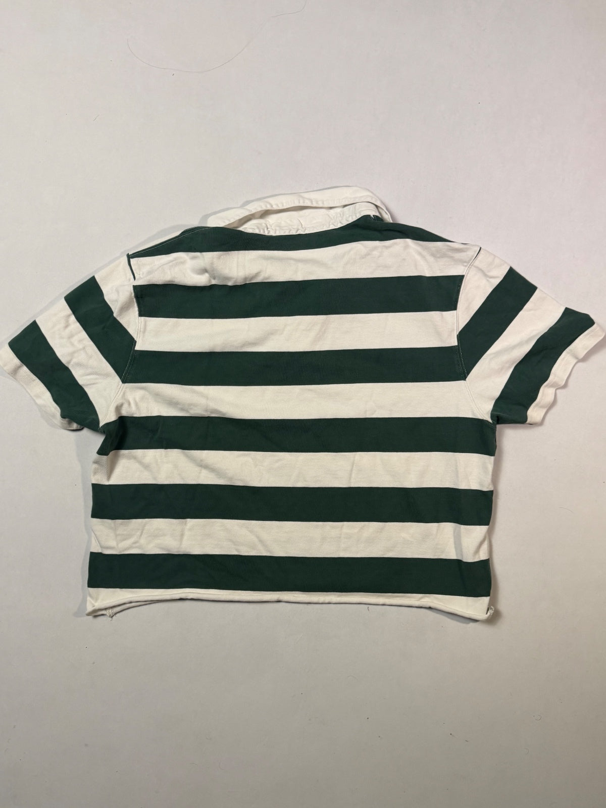 J. Crew Green & White Striped Rugby Polo XL