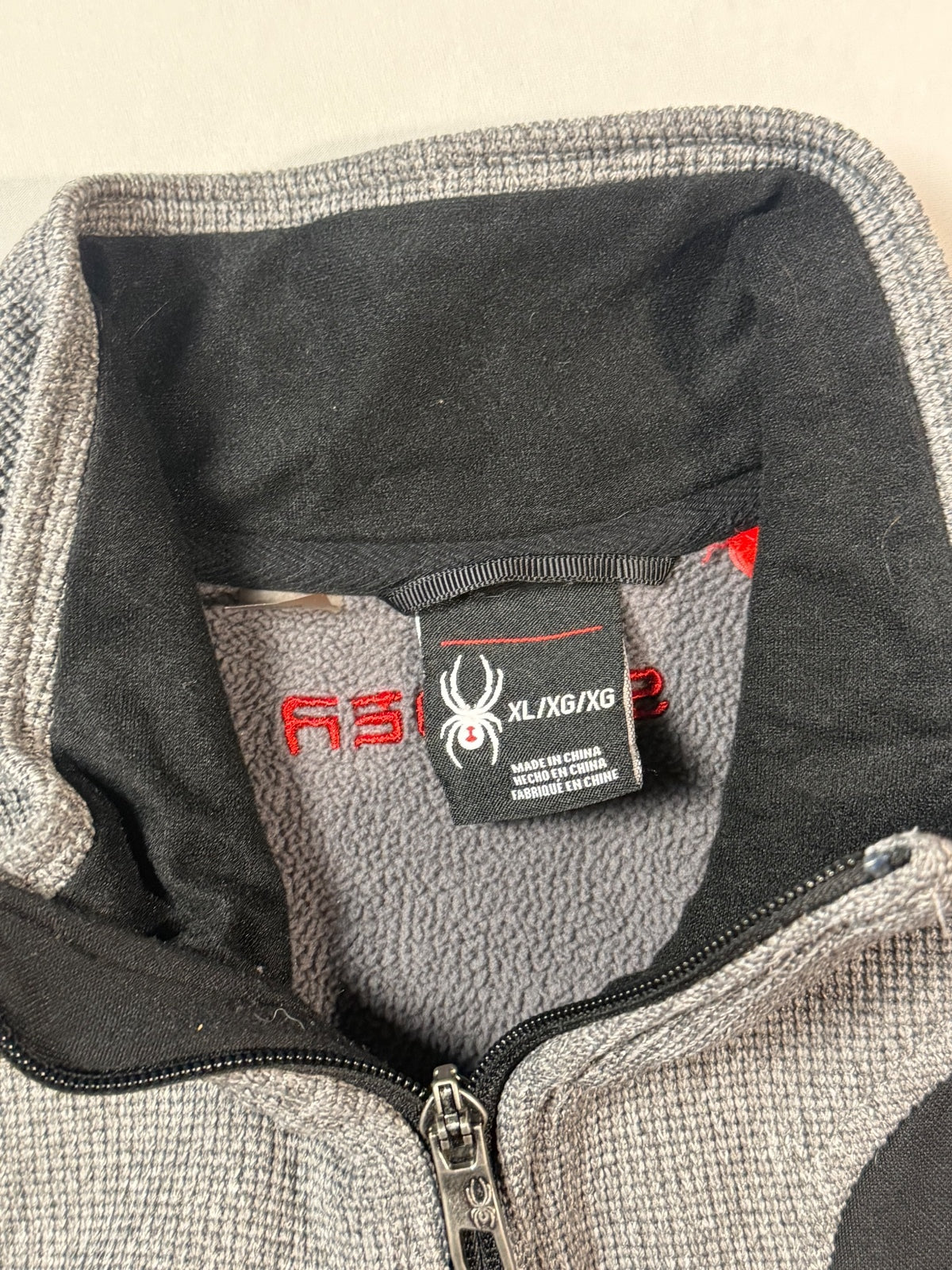 Spyder Gray Black 1/4-Zip Fleece Pullover XL