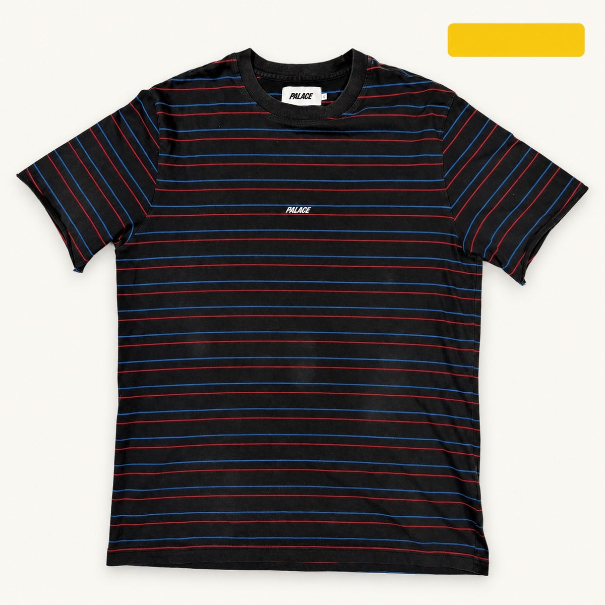 Vintage Palace Black Red Blue Stripe T-Shirt Size L