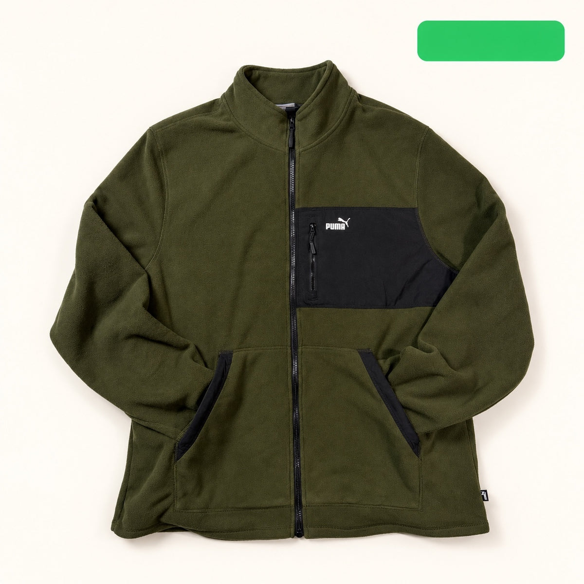 Puma Olive Green Full-Zip Fleece Jacket XL