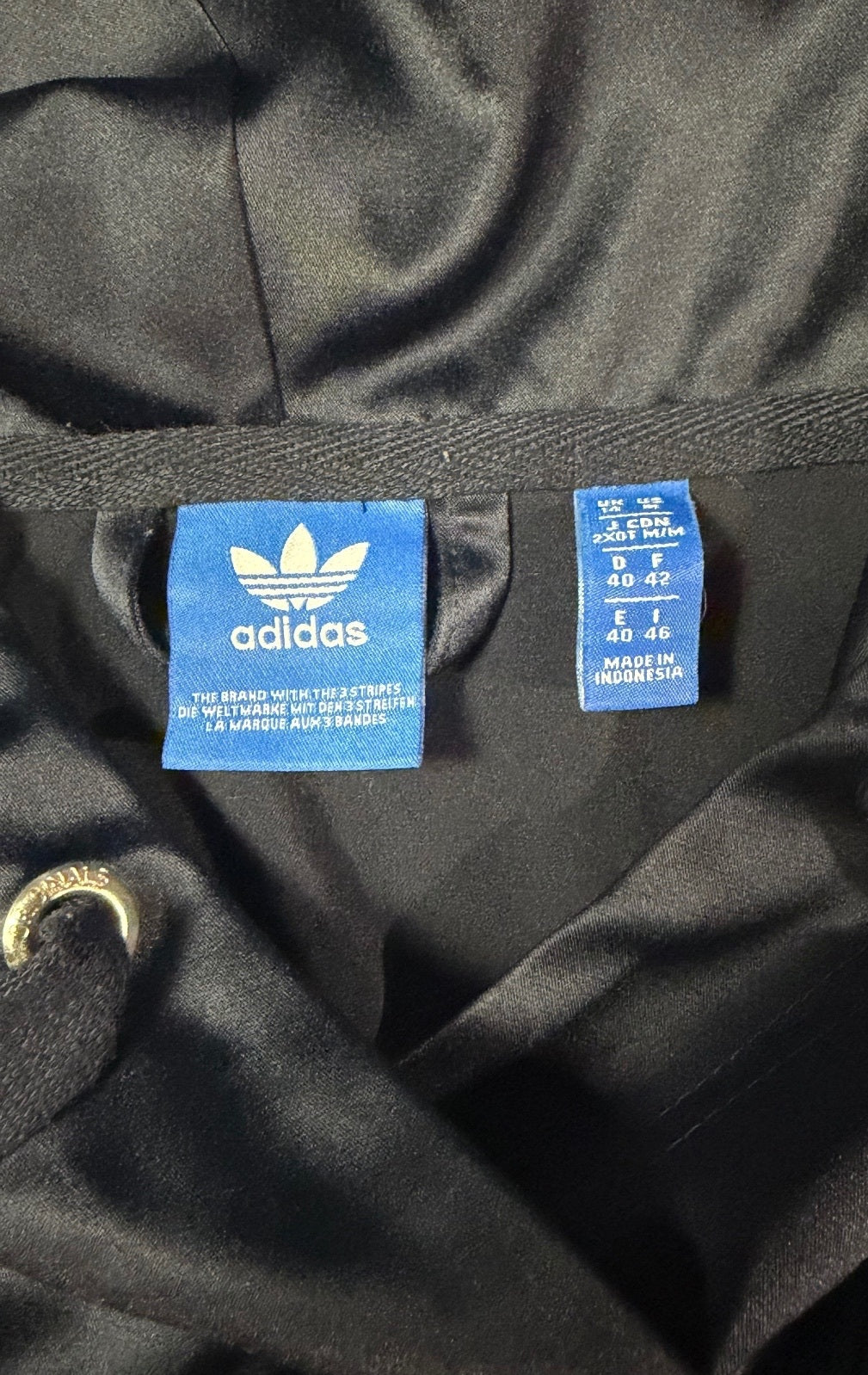 Adidas Originals Black Satin Trefoil Hoodie XS