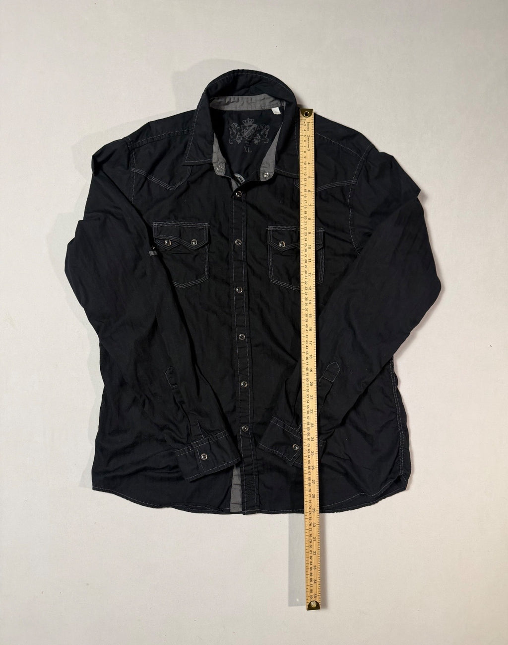 Gothic Graphic GUESS Jeans Black Western Snap Shirt Size XL