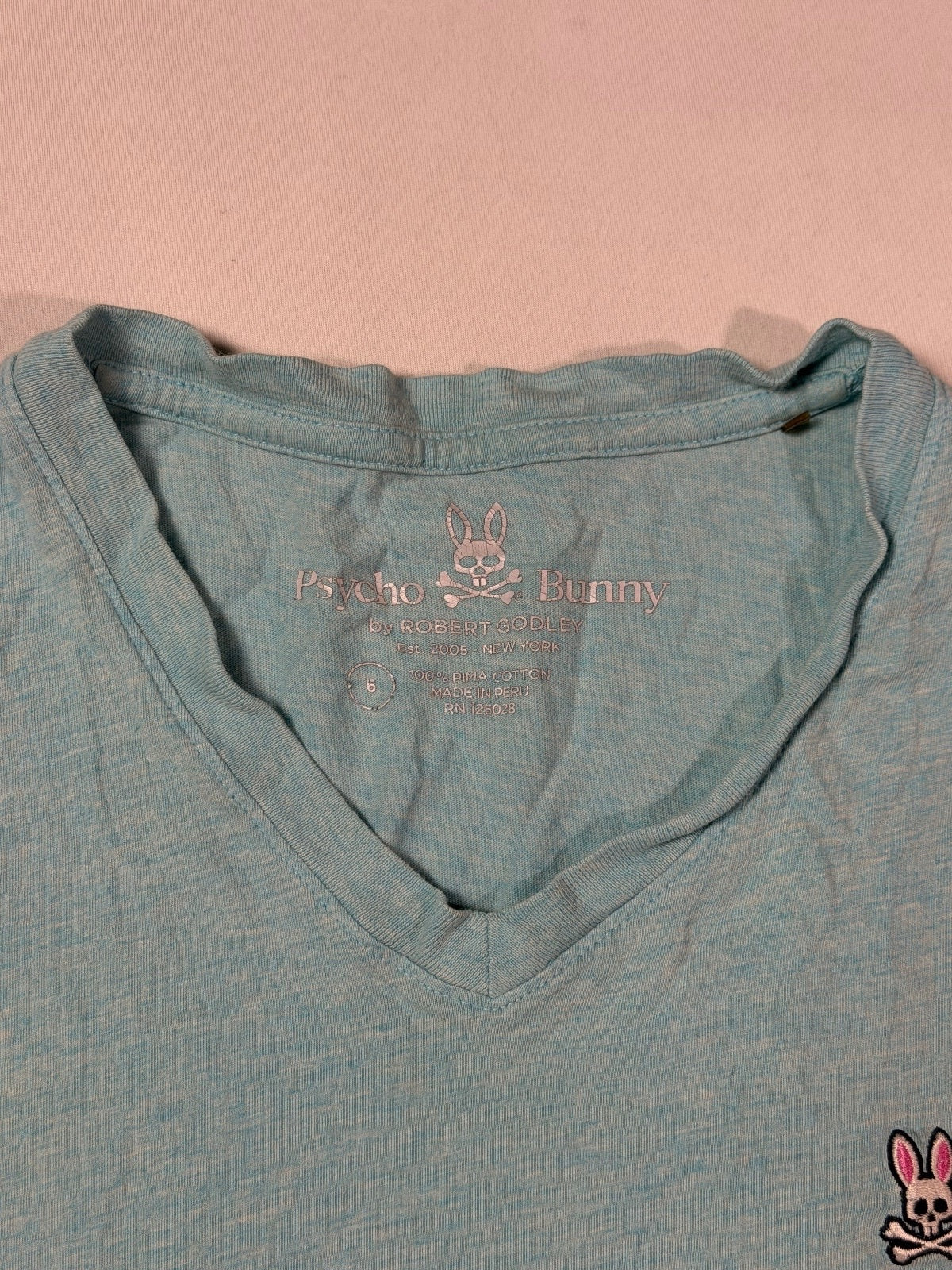 Psycho Bunny Light Blue V-Neck T-Shirt Size L