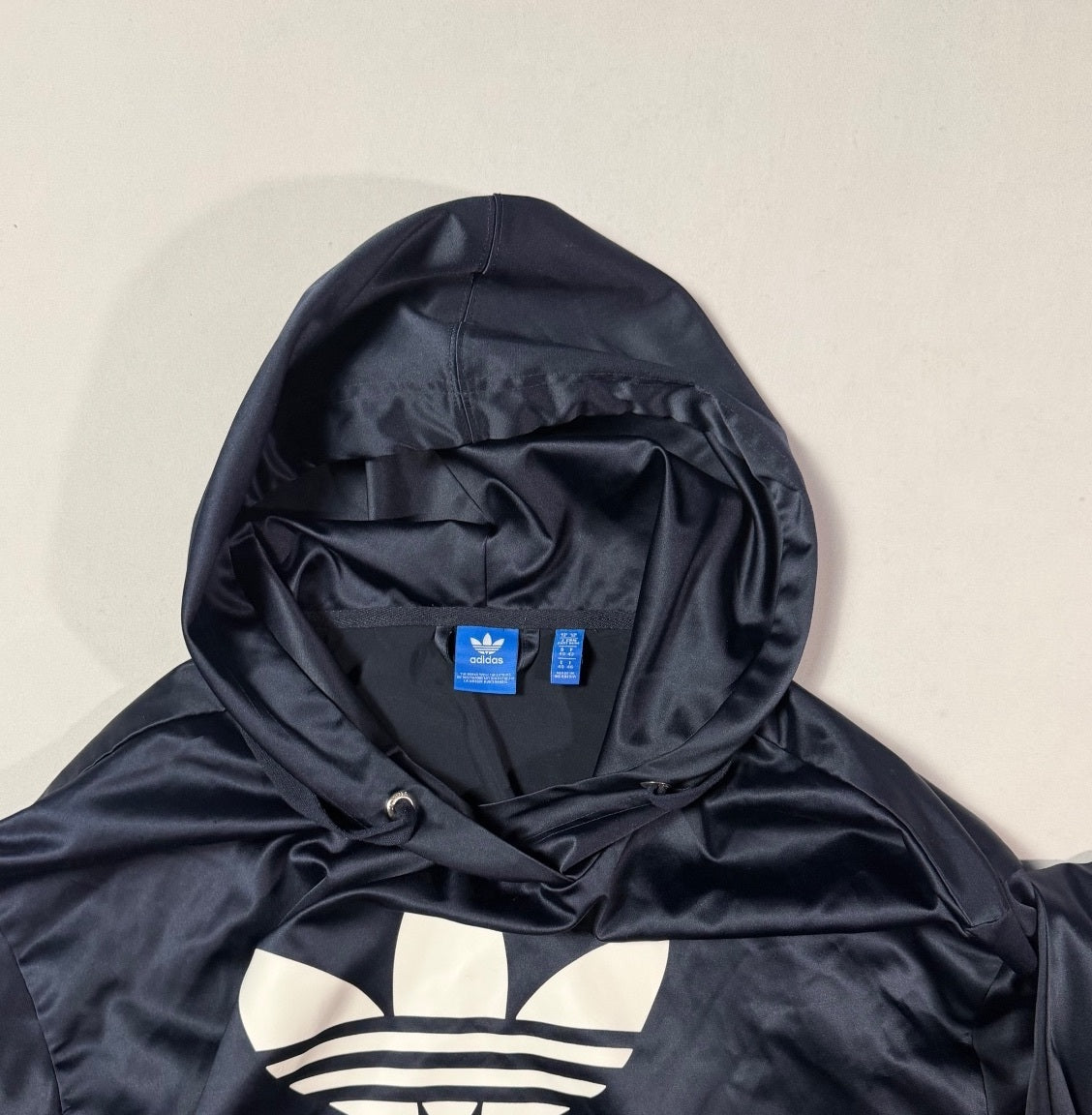 Adidas Originals Black Satin Trefoil Hoodie XS