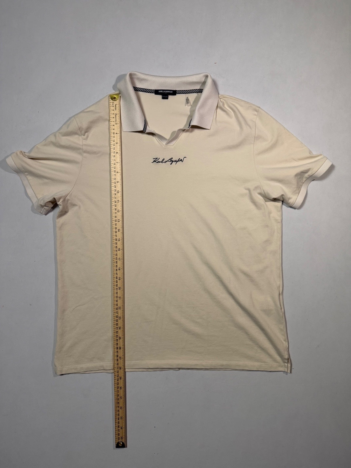 Karl Lagerfeld Cream Polo Shirt Size XL